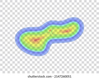 Vector graphic of infrared rays with hot spots spectrum on transparent background. Concept design for Mapping of predicted probability of fire hotspots distribution, Biodiversity hotspots map, etc.
