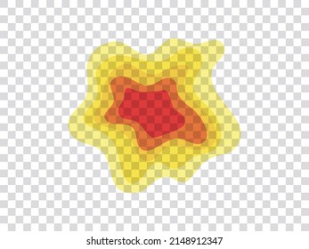 Vector graphic of infrared rays with hot spots spectrum on transparent background. Concept design for Mapping of predicted probability of fire hotspots distribution, crime etc. vector eps10.

