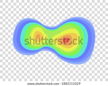 Vector graphic of infrared rays with hot spots spectrum on transparent background. Concept design for Mapping of predicted probability of fire hotspots distribution, Biodiversity hotspots map, etc.
