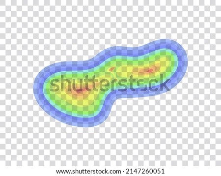 Vector graphic of infrared rays with hot spots spectrum on transparent background. Concept design for Mapping of predicted probability of fire hotspots distribution, Biodiversity hotspots map, etc.
