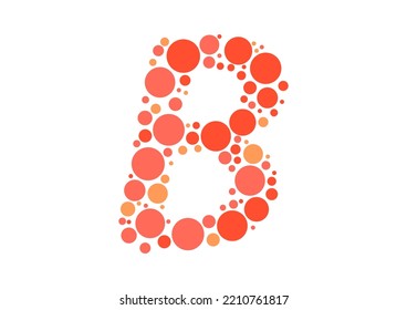 Vector graphic of Initial Letter B lined with a mosaic of colored circles. Letter B icon. letter B logo made with circles. English alphabet. Vector illustration. vector eps 10.
