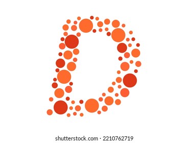 Vector graphic of Initial Letter D lined with a mosaic of colored circles on white background. Letter D icon. letter D logo made with circles. English alphabet. Vector illustration. vector eps 10.
