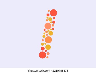 Vector graphic of Initial Letter i lined with a mosaic of colored circles. Letter i icon. letter i logo made with circles. English alphabet. Vector illustration. vector eps 10.
