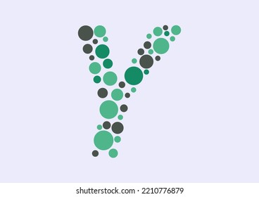 Vector graphic of Initial Letter Y lined with a mosaic of colored circles. Letter Y icon. letter Y logo made with circles. English alphabet. Vector illustration. vector eps 10.
