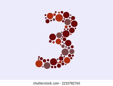 Vector graphic of Initial Number 3 lined with a mosaic of colored circles. Number 3 icon. Number 3 logo made with circles. Vector illustration. vector eps 10.
