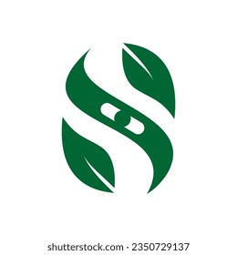 Vector graphic of initial S combined with fresh green leaves. This vector initial S is perfect for company logo, t-shirt design, wallpaper, decoration, poster, and identity etc.