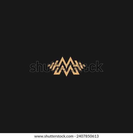 Vector Graphic Initials Letter MW Gym Logo Design Template,
