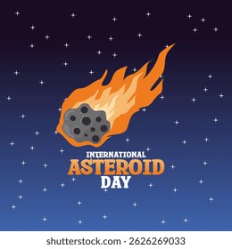 Gráfico vetorial da celebração do Dia Internacional dos Asteroides.