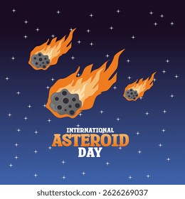 Gráfico vetorial da celebração do Dia Internacional dos Asteroides.
