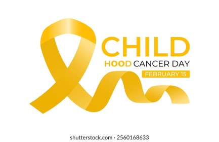 Vector graphic of International Childhood Cancer day is observed every year on February 15. Realistic ribbon with child and stethoscope Banner poster, flyer and background design. Vector illustration.