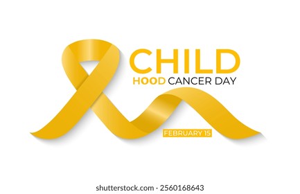 Vector graphic of International Childhood Cancer day is observed every year on February 15. Realistic ribbon with child and stethoscope Banner poster, flyer and background design. Vector illustration.