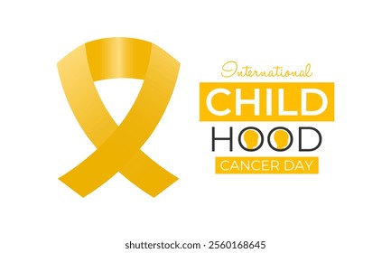 Vector graphic of International Childhood Cancer day is observed every year on February 15. Realistic ribbon with child and stethoscope Banner poster, flyer and background design. Vector illustration.