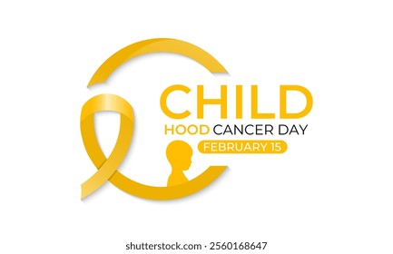 Vector graphic of International Childhood Cancer day is observed every year on February 15. Realistic ribbon with child and stethoscope Banner poster, flyer and background design. Vector illustration.