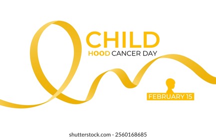 Vector graphic of International Childhood Cancer day is observed every year on February 15. Realistic ribbon with child and stethoscope Banner poster, flyer and background design. Vector illustration.