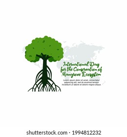 vector graphic of International Day for the Conservation of the Mangrove Ecosystem. flat design. flyer design.flat illustration.