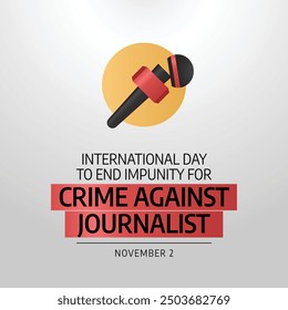 Vektorgrafik des Internationalen Tages zur Beendigung der Straflosigkeit für Verbrechen gegen Journalisten, ideal für den Internationalen Tag zur Beendigung der Straflosigkeit für Verbrechen gegen Journalisten.