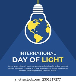 Vector graphic of international day of light good for international day of light celebration banner, poster, card and social media post with copy space area