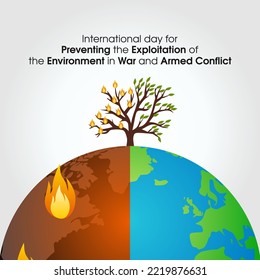 vector graphic of international day for preventing the exploitation of the environment in war and armed conflict celebration. flat design. flyer design.flat illustration.