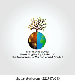 vector graphic of international day for preventing the exploitation of the environment in war and armed conflict celebration. flat design. flyer design.flat illustration.