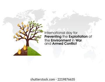 vector graphic of international day for preventing the exploitation of the environment in war and armed conflict celebration. flat design. flyer design.flat illustration.