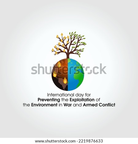 vector graphic of international day for preventing the exploitation of the environment in war and armed conflict celebration. flat design. flyer design.flat illustration.