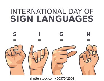 Vector graphic of international day of sign languages good for international day of sign languages celebration. flat design. flyer design.flat illustration.