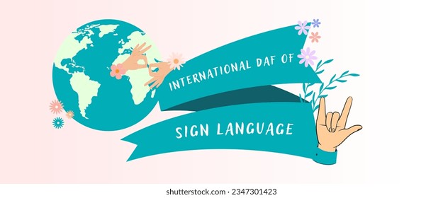 Gráfica vectorial de los idiomas de señas del día internacional bueno para la celebración del Día Internacional de las Lenguas de Signos. 