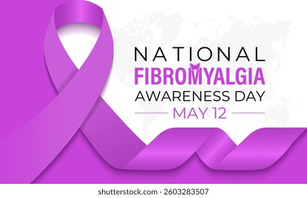 Vector graphic of International Fibromyalgia Awareness Day, May 12. Chronic pain and fatigue affect people with this invisible illness. Website banners, cards, prints, social media, and background.