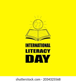 Vector Graphic Of International Literacy Day With Black And Modern Yellow Color Theme, Perfect To Use For Blog, Website, Article, News, Digital Printing, Etc