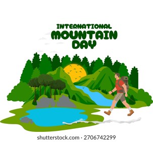 gráfico vetorial do dia internacional da montanha bom para a celebração internacional do dia da montanha. design plano. design de panfleto. ilustração plana.