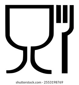 Vector graphic of the international symbol for "food safe" material which includes a wine glass and a fork symbol