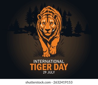 vector graphic of international tiger day good for international tiger day celebration. flat design. flyer design.flat illustration.