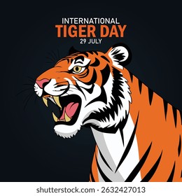 vector graphic of international tiger day good for international tiger day celebration. flat design. flyer design. flat illustration.