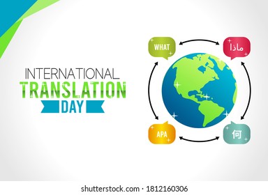 Vector graphic of international translation day good for international translation day celebration. flat design. flyer design.flat illustration. translation : what.
