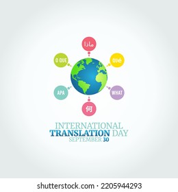 vector graphic of international translation day good for international translation day celebration. flat design. flyer design.flat illustration. Translation: what