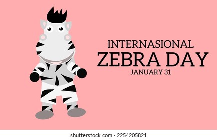 Vector graphic of international zebra day for international zebra day celebration. flat design. flyer design. January 31.