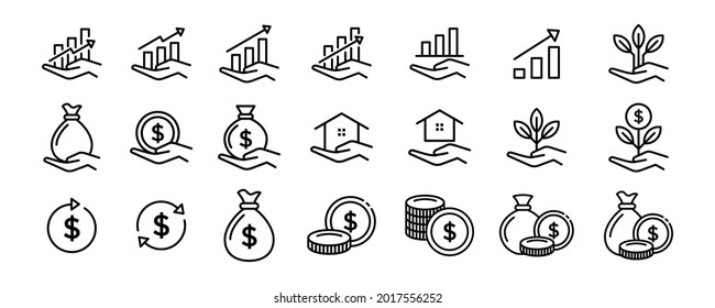 Vector graphic of investment icon collection