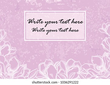 Vector graphic invitation on sketchy floral  background.Hand drawn Flowers pattern for invitation template.Tender and romantic flowers blooming in sketchy style for woman's day or mother day