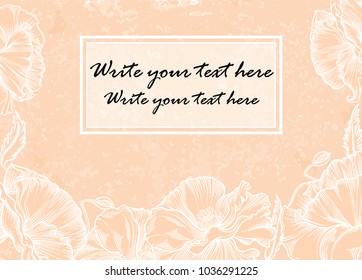 Vector graphic invitation on sketchy floral  background.Hand drawn Flowers pattern for invitation template.Tender and romantic flowers blooming in sketchy style for woman's day or mother day