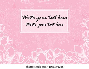 Vector graphic invitation on sketchy floral  background.Hand drawn Flowers pattern for invitation template.Tender and romantic flowers blooming in sketchy style for woman's day or mother day