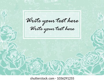 Vector graphic invitation on sketchy floral  background.Hand drawn Flowers pattern for invitation template.Tender and romantic flowers blooming in sketchy style for woman's day or mother day