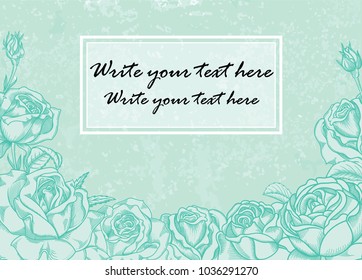 Vector graphic invitation on sketchy floral  background.Hand drawn Flowers pattern for invitation template.Tender and romantic flowers blooming in sketchy style for woman's day or mother day 
