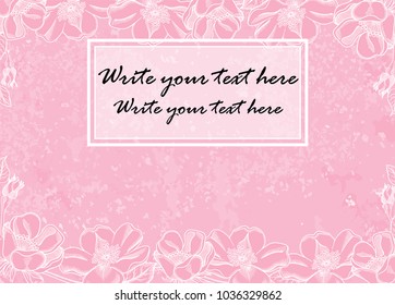 Vector graphic invitation on sketchy floral  background . Hand drawn Flowers pattern for invitation template. Tender and romantic flower blooming in sketchy style. 