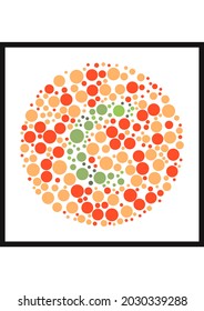 Vector graphic of Ishihara color test or Color blind test design. The Letter C cunningly hid inside an Ishihara inspired design. A color blindness test shaped color test plate with the Letter C.
