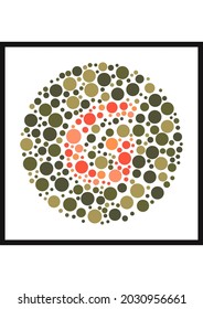 Vektorgrafik von Ishihara Farbtest oder Color Blindtest Design. Der Buchstabe G versteckte sich in einem von Ishihara inspirierten Design. Eine farbige Blindentest-Prüfplatte mit dem Buchstaben G.
