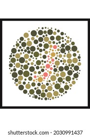 Vector graphic of Ishihara color test or Color blind test design. The Letter J cunningly hid inside an Ishihara inspired design. A color blindness test shaped color test plate with the Letter J.
