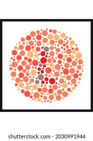 Vector graphic of Ishihara color test or Color blind test design. The Letter L cunningly hid inside an Ishihara inspired design. A color blindness test shaped color test plate with the Letter L.
