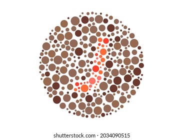 Vektorgrafik von Ishihara Farbtest oder Color Blindtest Design. Der Letter J versteckte sich in einem von Ishihara inspirierten Design.