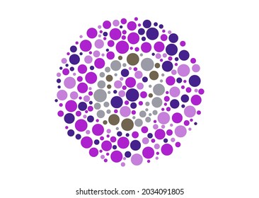 Vector graphic of Ishihara color test or Color blind test design. The Letter O cunningly hid inside an Ishihara inspired design.