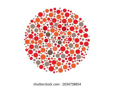 Vector graphic of Ishihara color test or Color blind test design. The Letter V cunningly hid inside an Ishihara inspired design.